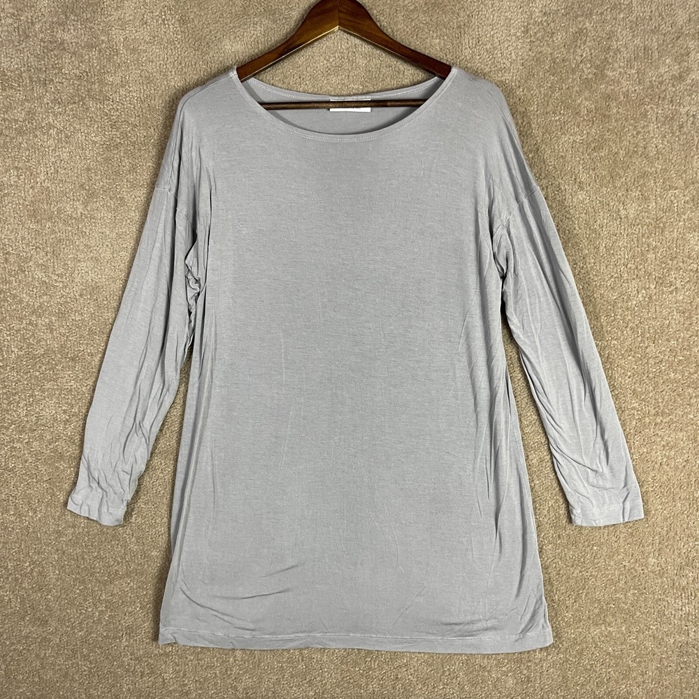 Bryn Walker Tunic Top Womens Size Medium M Gray Long Sleeve Stretch Jersey Shirt